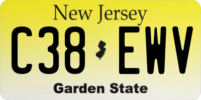 NJ license plate C38EWV