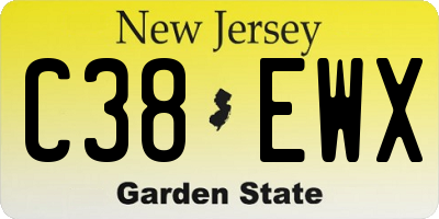 NJ license plate C38EWX