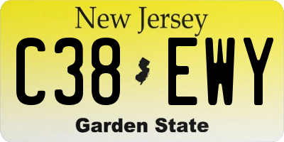 NJ license plate C38EWY