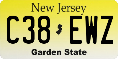 NJ license plate C38EWZ