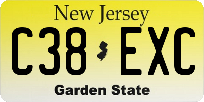 NJ license plate C38EXC
