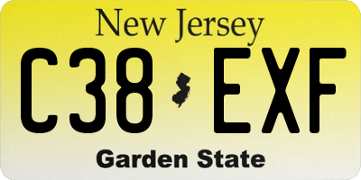 NJ license plate C38EXF