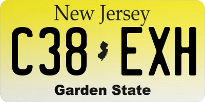 NJ license plate C38EXH