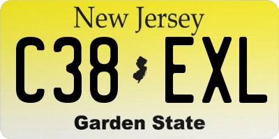 NJ license plate C38EXL