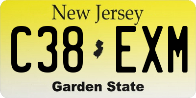 NJ license plate C38EXM