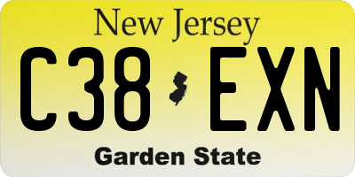 NJ license plate C38EXN