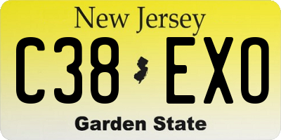 NJ license plate C38EXO