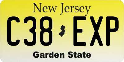NJ license plate C38EXP