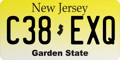 NJ license plate C38EXQ