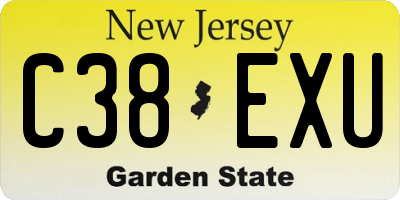 NJ license plate C38EXU