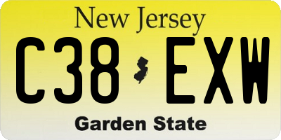 NJ license plate C38EXW