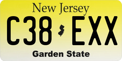 NJ license plate C38EXX