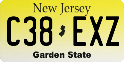 NJ license plate C38EXZ