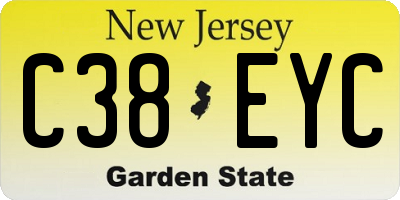 NJ license plate C38EYC