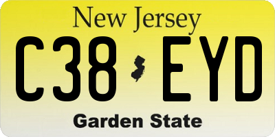 NJ license plate C38EYD