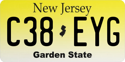 NJ license plate C38EYG