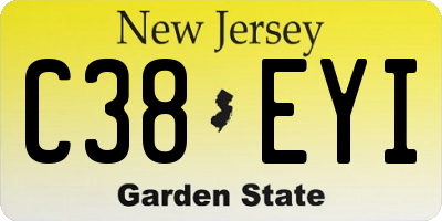 NJ license plate C38EYI