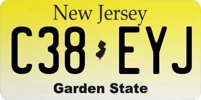 NJ license plate C38EYJ