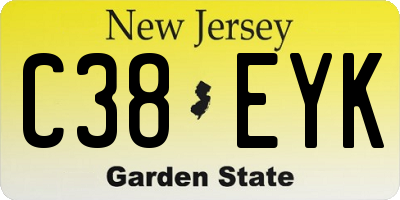 NJ license plate C38EYK