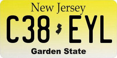 NJ license plate C38EYL