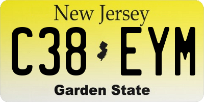 NJ license plate C38EYM