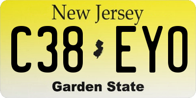 NJ license plate C38EYO
