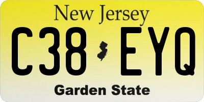 NJ license plate C38EYQ