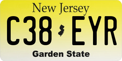 NJ license plate C38EYR