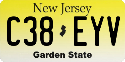 NJ license plate C38EYV