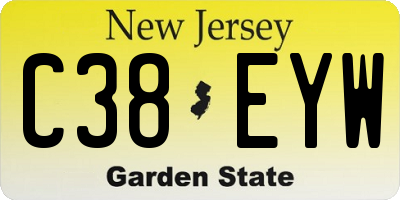 NJ license plate C38EYW