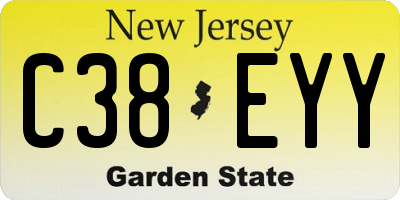NJ license plate C38EYY