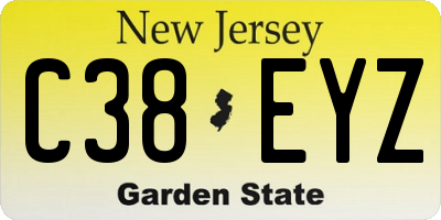 NJ license plate C38EYZ