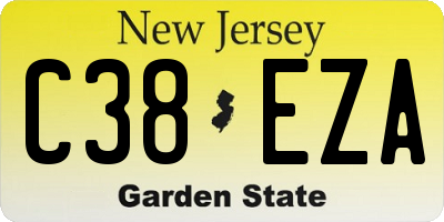 NJ license plate C38EZA