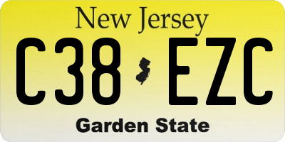 NJ license plate C38EZC