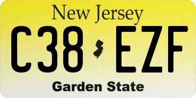 NJ license plate C38EZF