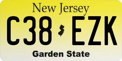 NJ license plate C38EZK