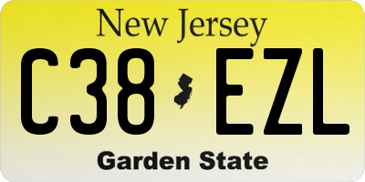 NJ license plate C38EZL