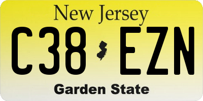 NJ license plate C38EZN