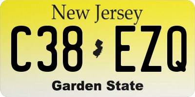 NJ license plate C38EZQ
