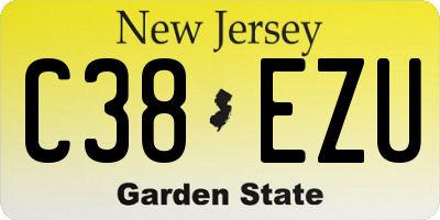 NJ license plate C38EZU