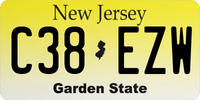 NJ license plate C38EZW