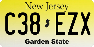 NJ license plate C38EZX