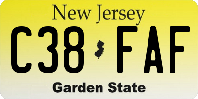 NJ license plate C38FAF