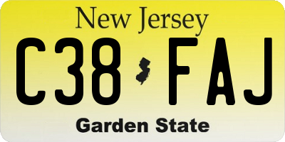NJ license plate C38FAJ