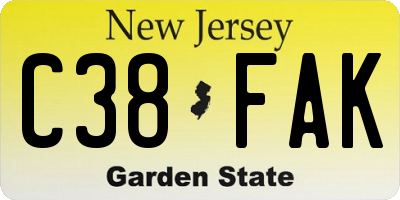 NJ license plate C38FAK