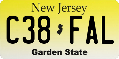 NJ license plate C38FAL