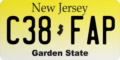 NJ license plate C38FAP
