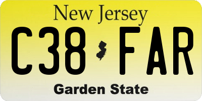 NJ license plate C38FAR