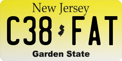 NJ license plate C38FAT