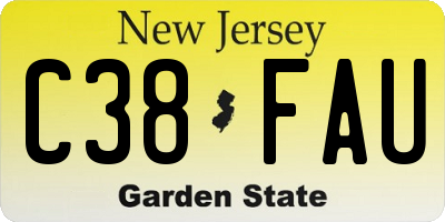 NJ license plate C38FAU